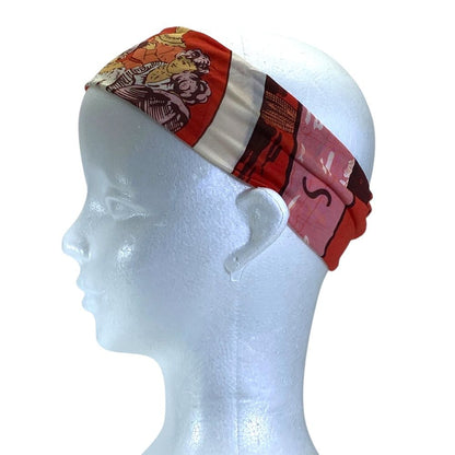 Hermes Jeu Des Omnibus Et Dames Blanches and White Game Silk Jersey Headband — view 2