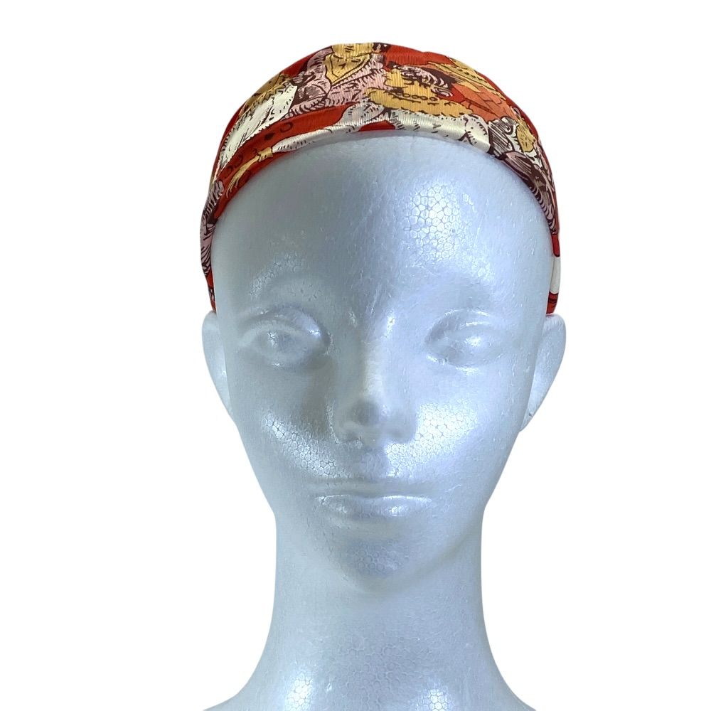 Hermes Jeu Des Omnibus Et Dames Blanches and White Game Silk Jersey Headband