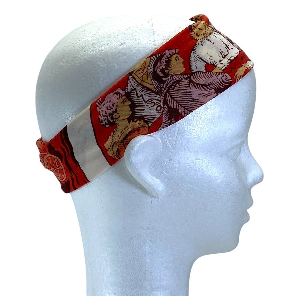Hermes Jeu Des Omnibus Et Dames Blanches and White Game Silk Jersey Headband — view 4