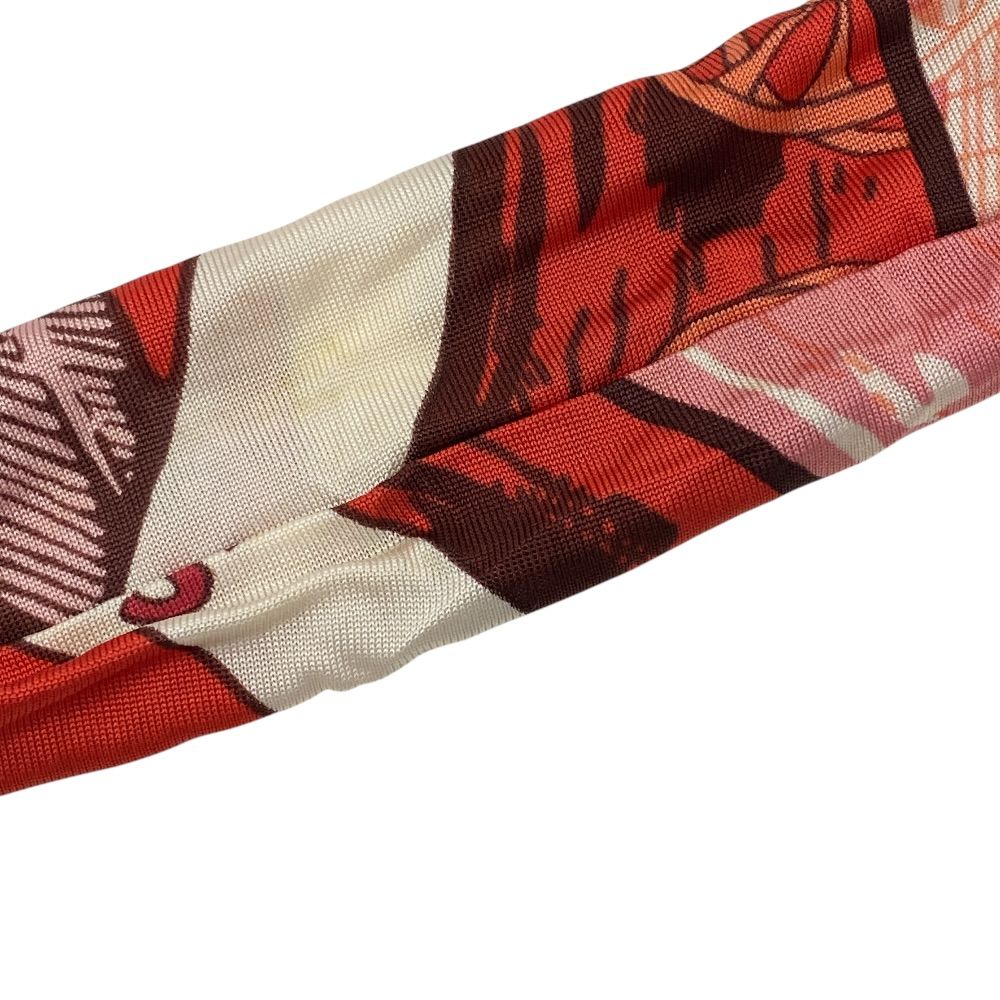 Hermes Jeu Des Omnibus Et Dames Blanches and White Game Silk Jersey Headband — view 5