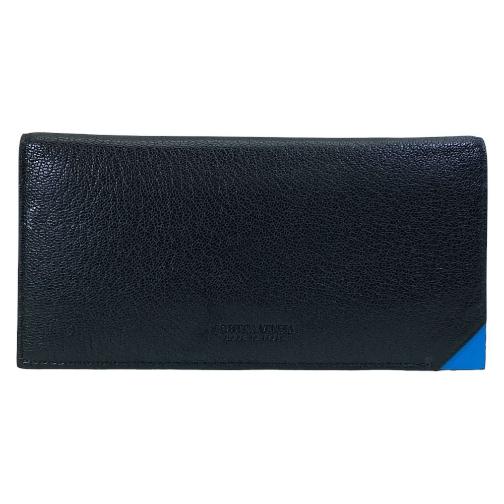 Bottega Veneta Bifold Wallet Leather Black Blue Practical Daily