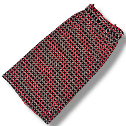 Chanel Knit Long Skirt Plaid Pattern Black Red 38 — view 3
