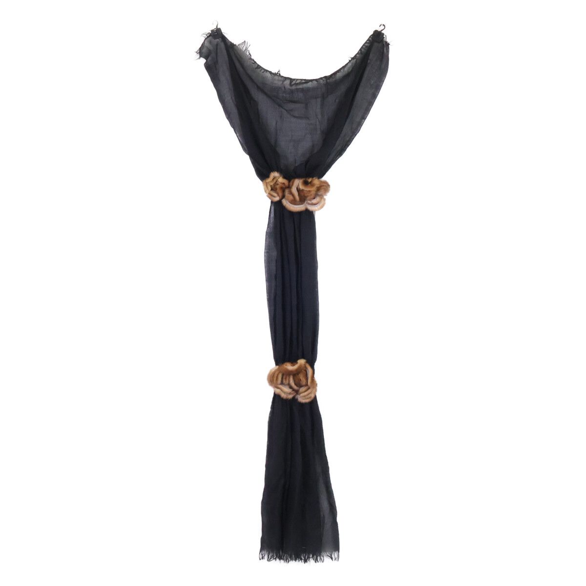 Fendi Cashmere Silk with Mink Scarf — view 2