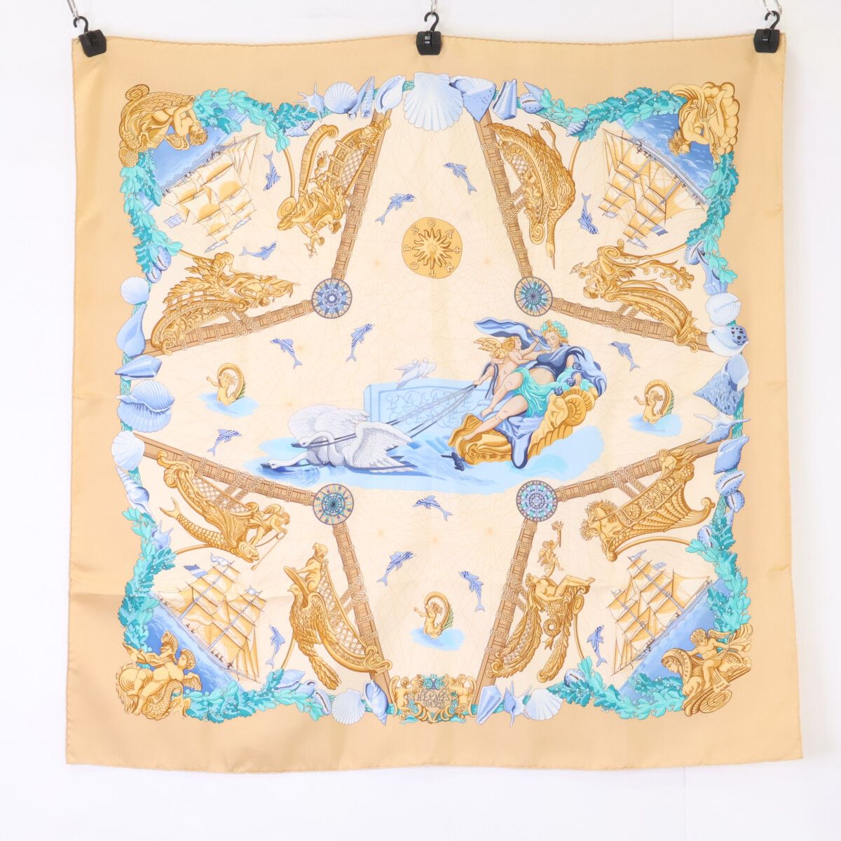 Hermes Mtgpsoa Sailing Ship Silk Carre 90 Scarf