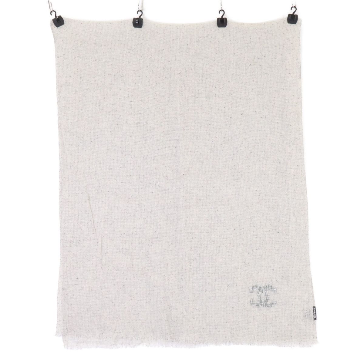 Chanel CC Logo Embroidery Wool Silk Scarf