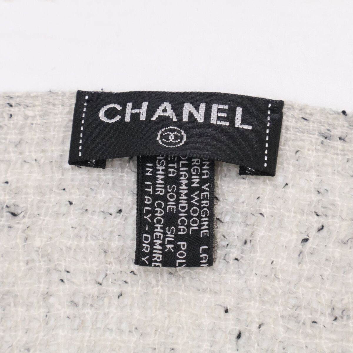 Chanel CC Logo Embroidery Wool Silk Scarf — view 4