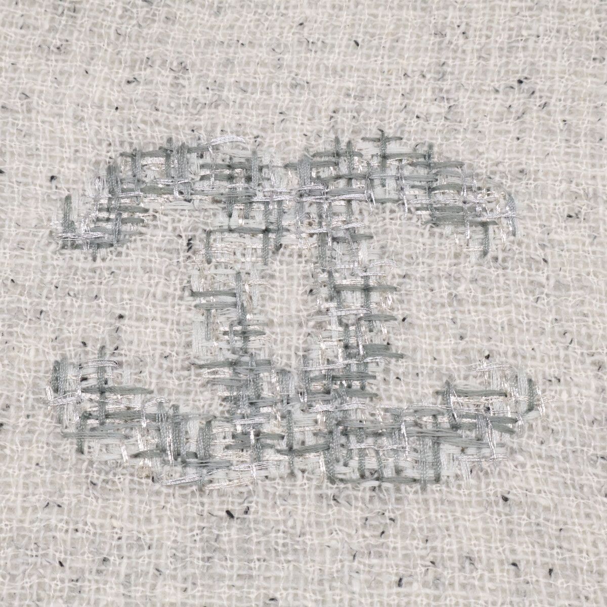 Chanel CC Logo Embroidery Wool Silk Scarf — view 3