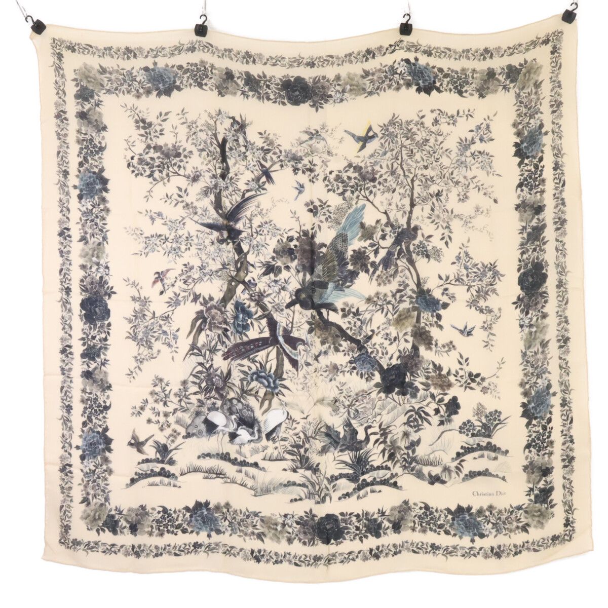 Dior Jardin D'hiver 140 D'vert Cashmere Scarf
