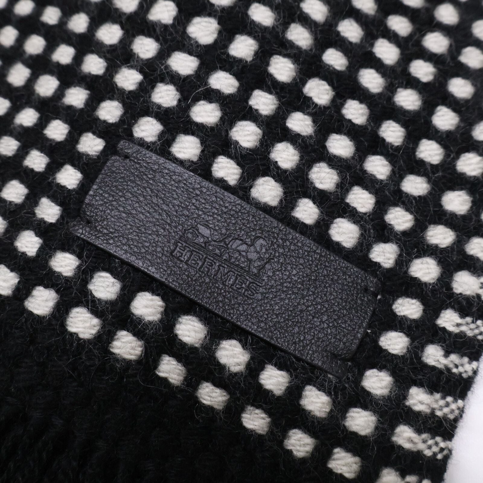 Hermes Leather Logo Patch Cashmere Scarf — view 4
