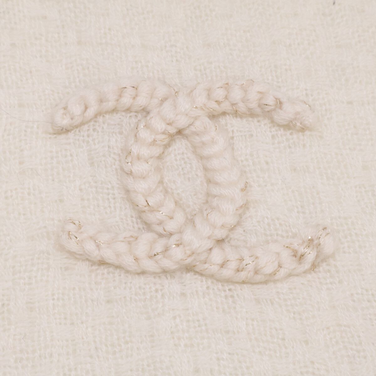 Chanel CC Logo Embroidery Cashmere Scarf — view 3