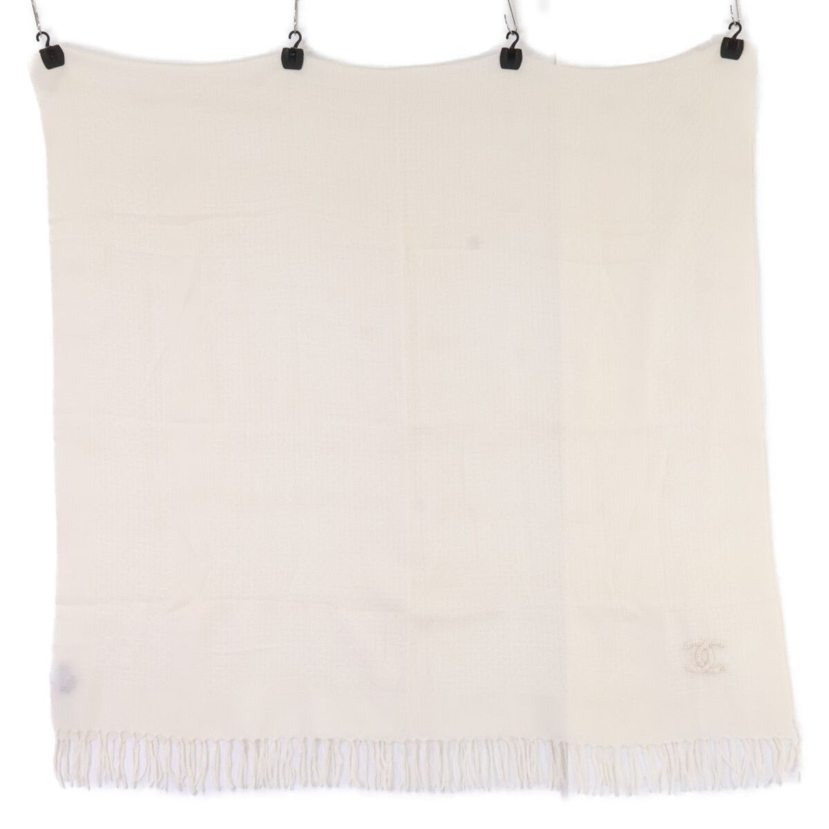 Chanel CC Logo Embroidery Cashmere Scarf