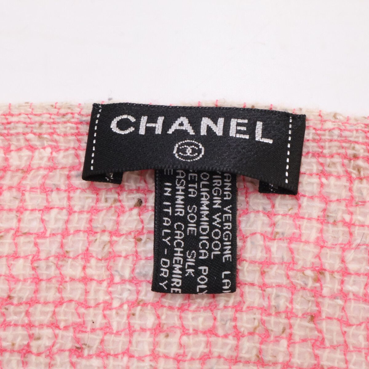 Chanel CC Logo Embroidery Wool Cashmere Scarf — view 4