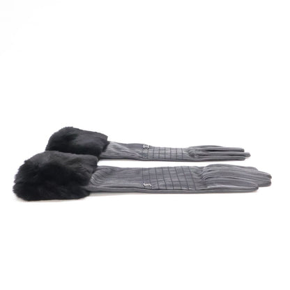 Chanel CC Logo Rabbit Fur Sheep Leather Gloves — view 2
