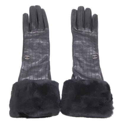 Chanel CC Logo Rabbit Fur Sheep Leather Gloves