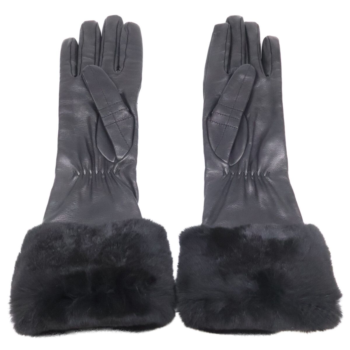 Chanel CC Logo Rabbit Fur Sheep Leather Gloves — view 6