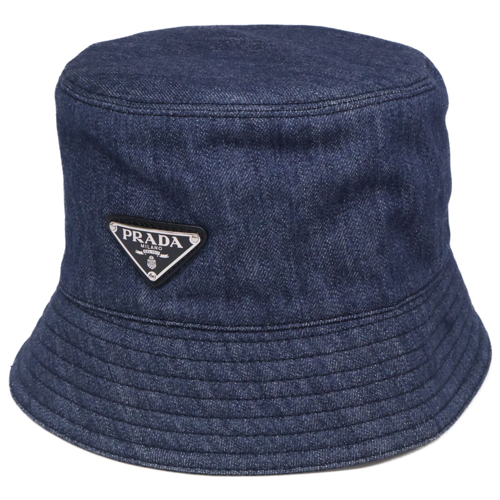 Prada Aj6 Triangle Plate Denim Bucket