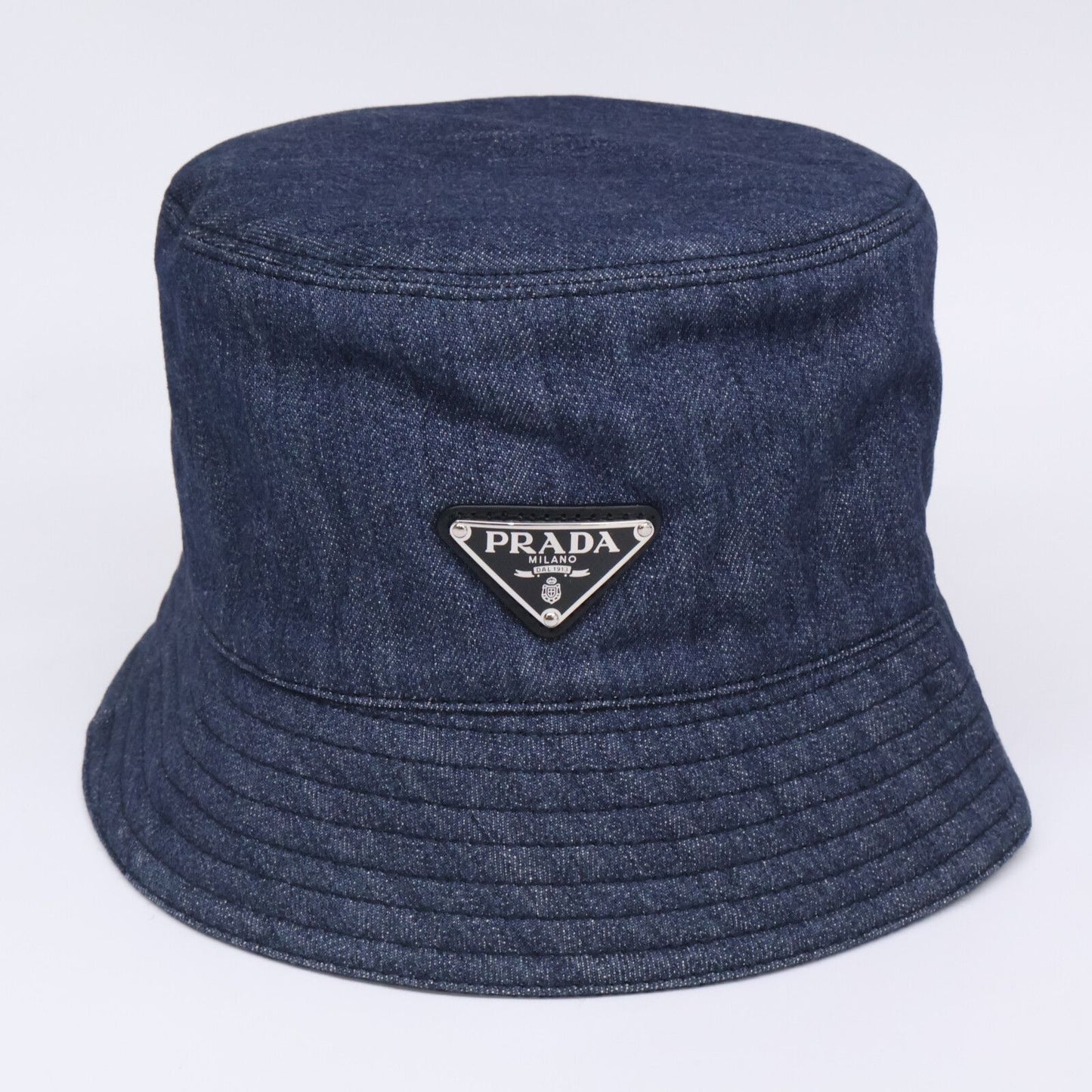 Prada Aj6 Triangle Plate Denim Bucket — view 2