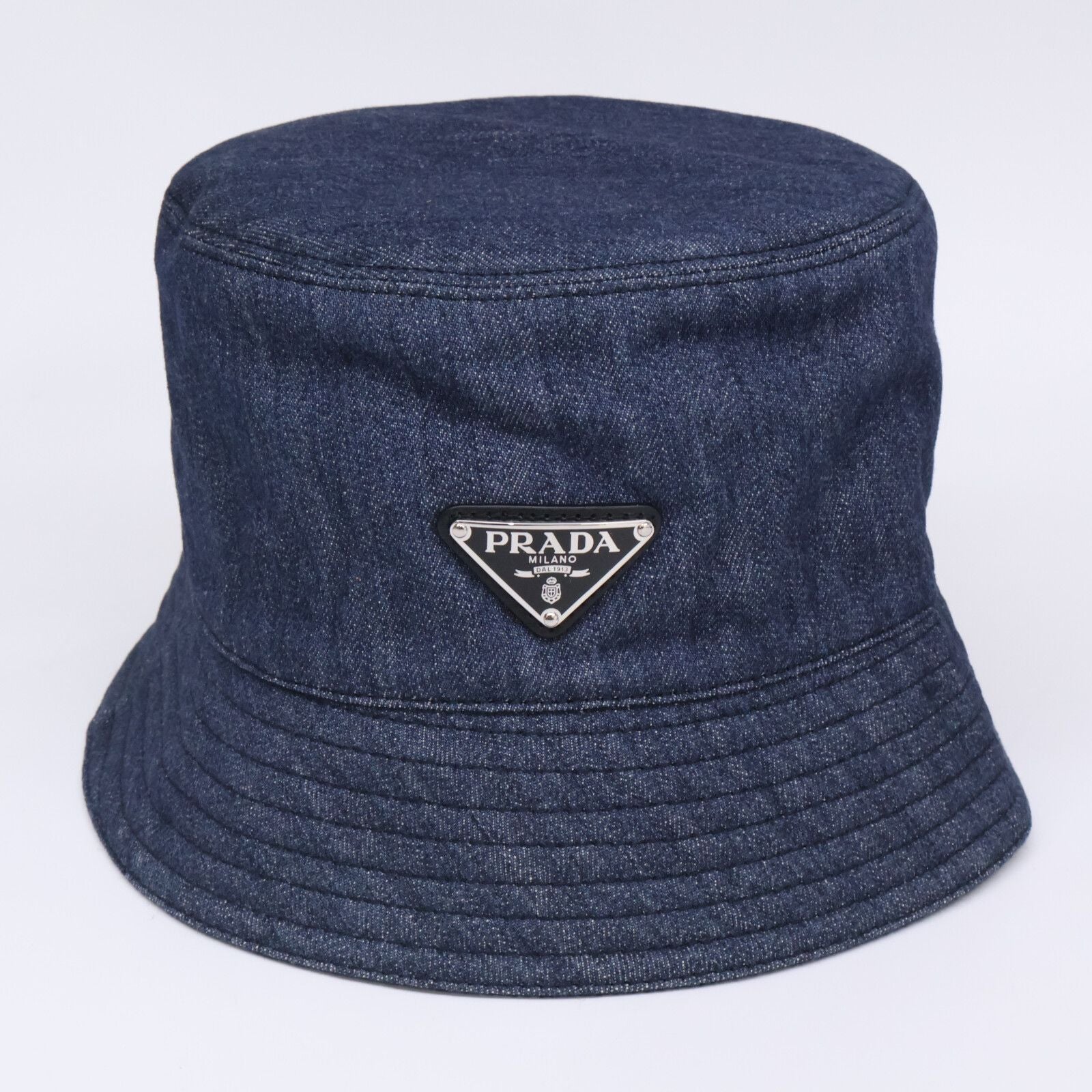 Prada Aj6 Triangle Plate Denim Bucket — view 2