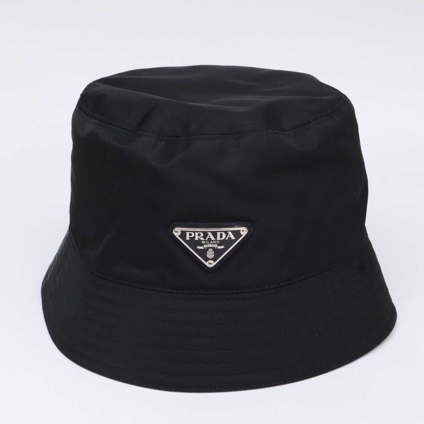 Prada Re-Nylon Triangle Plate Nylon Bucket — view 2
