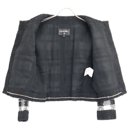 Chanel CC Logo Button Tweed Collarless Jacket 34 — view 4