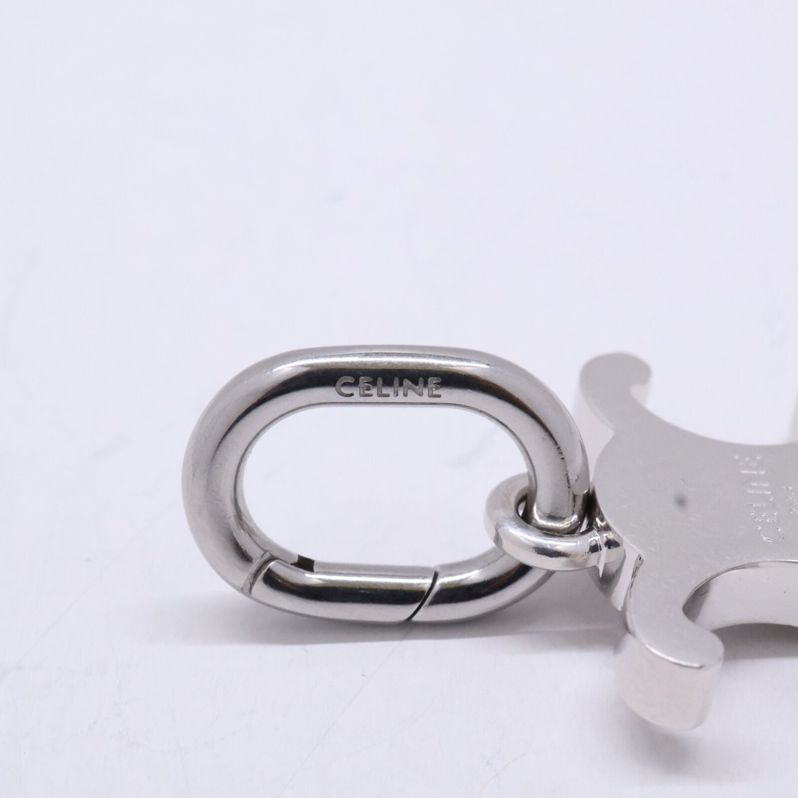 Celine Charm Triomphe Rhodium Finish Brass Keychain — view 6