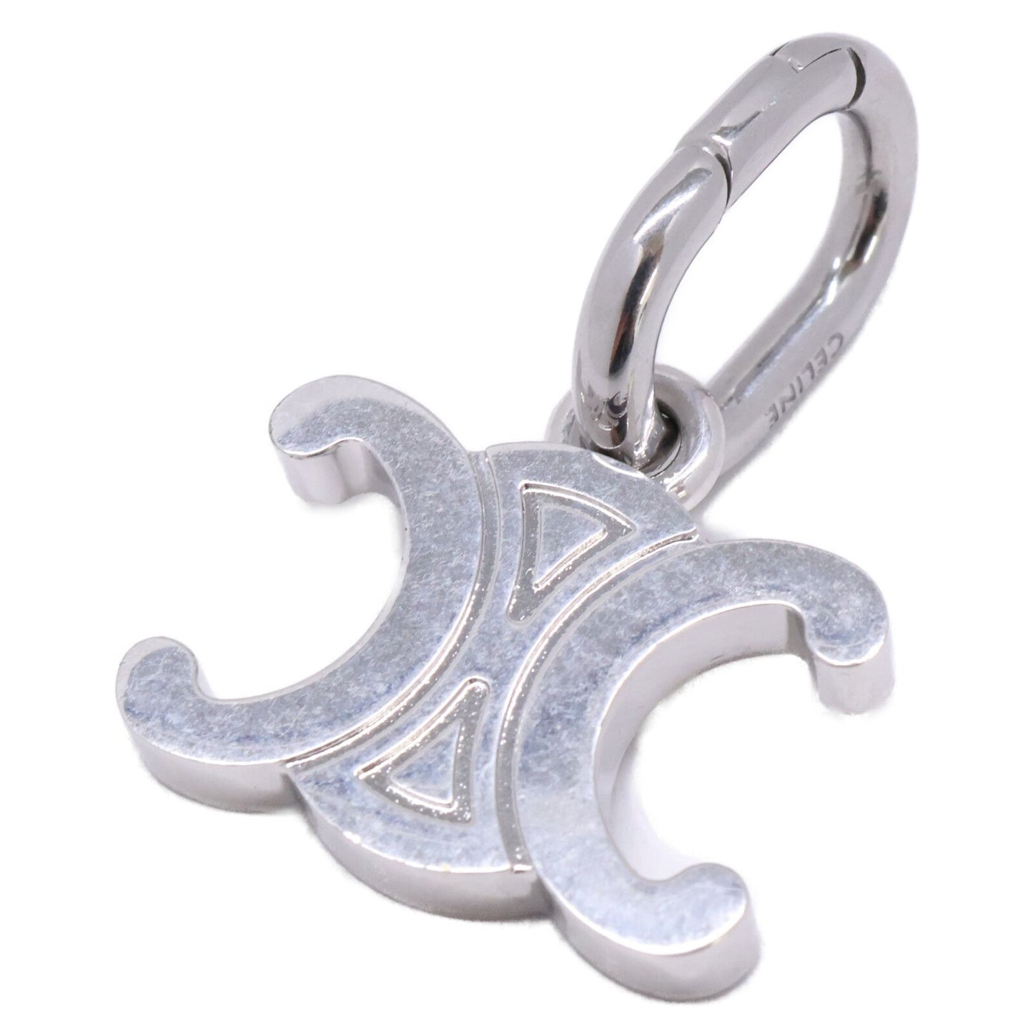 Celine Charm Triomphe Rhodium Finish Brass Keychain