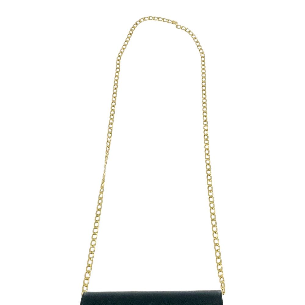 Prada Leather Saffiano Chain Wallet Black Shoulder — view 7