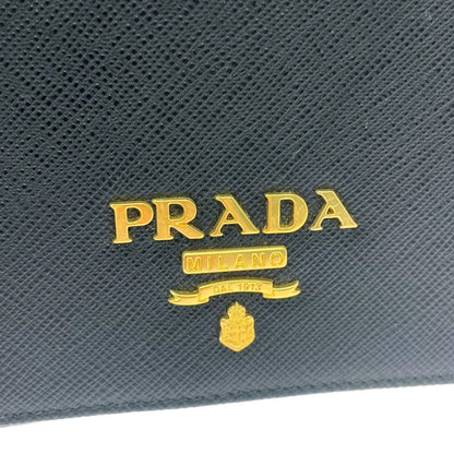 Prada Leather Saffiano Chain Wallet Black Shoulder — view 8