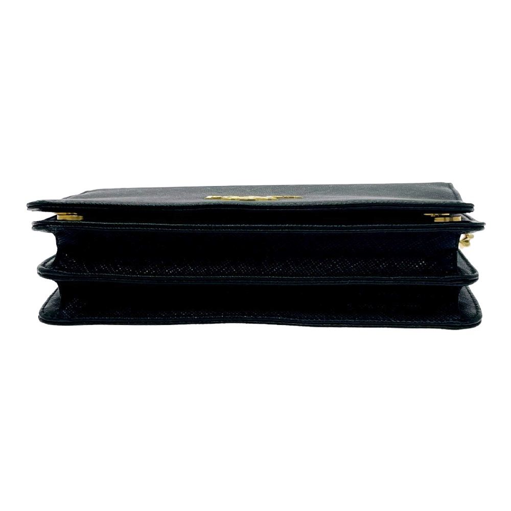 Prada Leather Saffiano Chain Wallet Black Shoulder — view 5