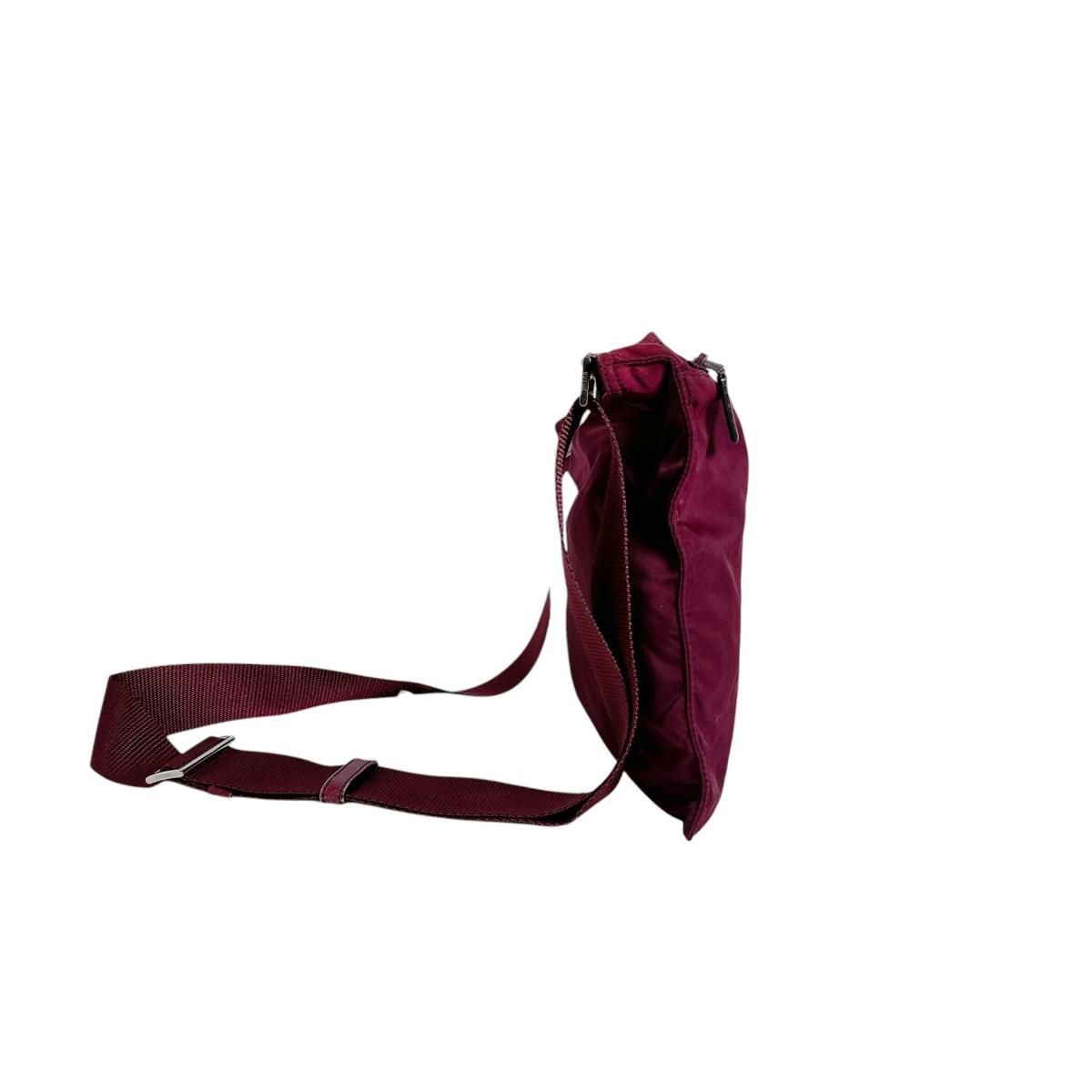 Prada Re-Nylon Cross Body Trianglelogo Shoulder Bag Wine Red — view 3