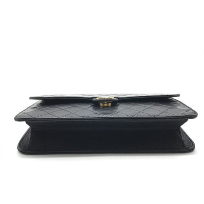 Chanel Shoulder Bag Chain Flap Gold Vintage Black — view 4