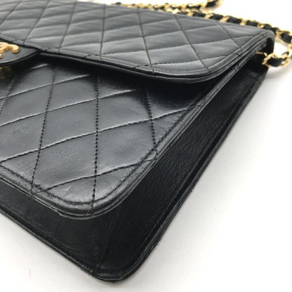 Chanel Shoulder Bag Chain Flap Gold Vintage Black — view 5