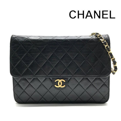 Chanel Shoulder Bag Chain Flap Gold Vintage Black