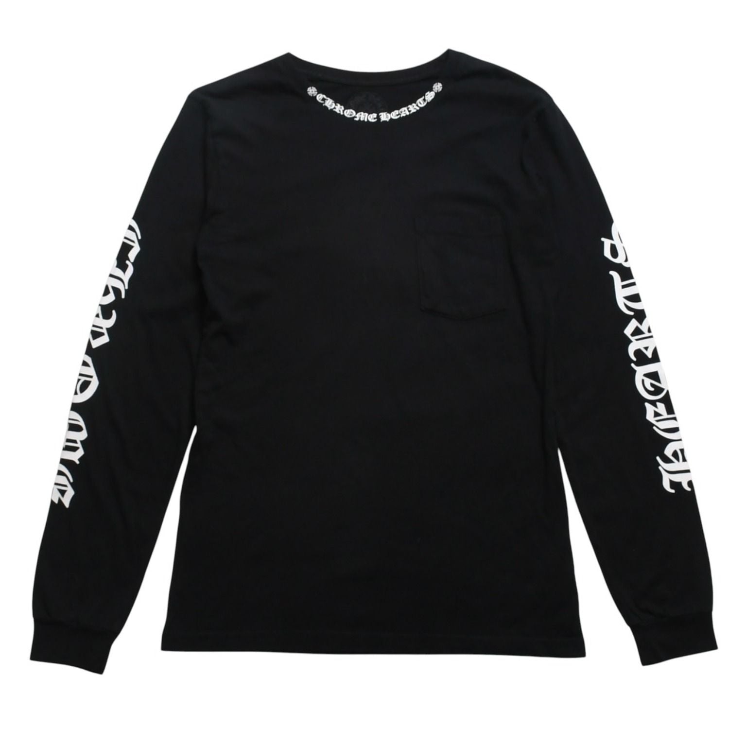 Chrome Hearts Long Sleeve T-Shirt CH Plus Horseshoe Scroll Label Black
