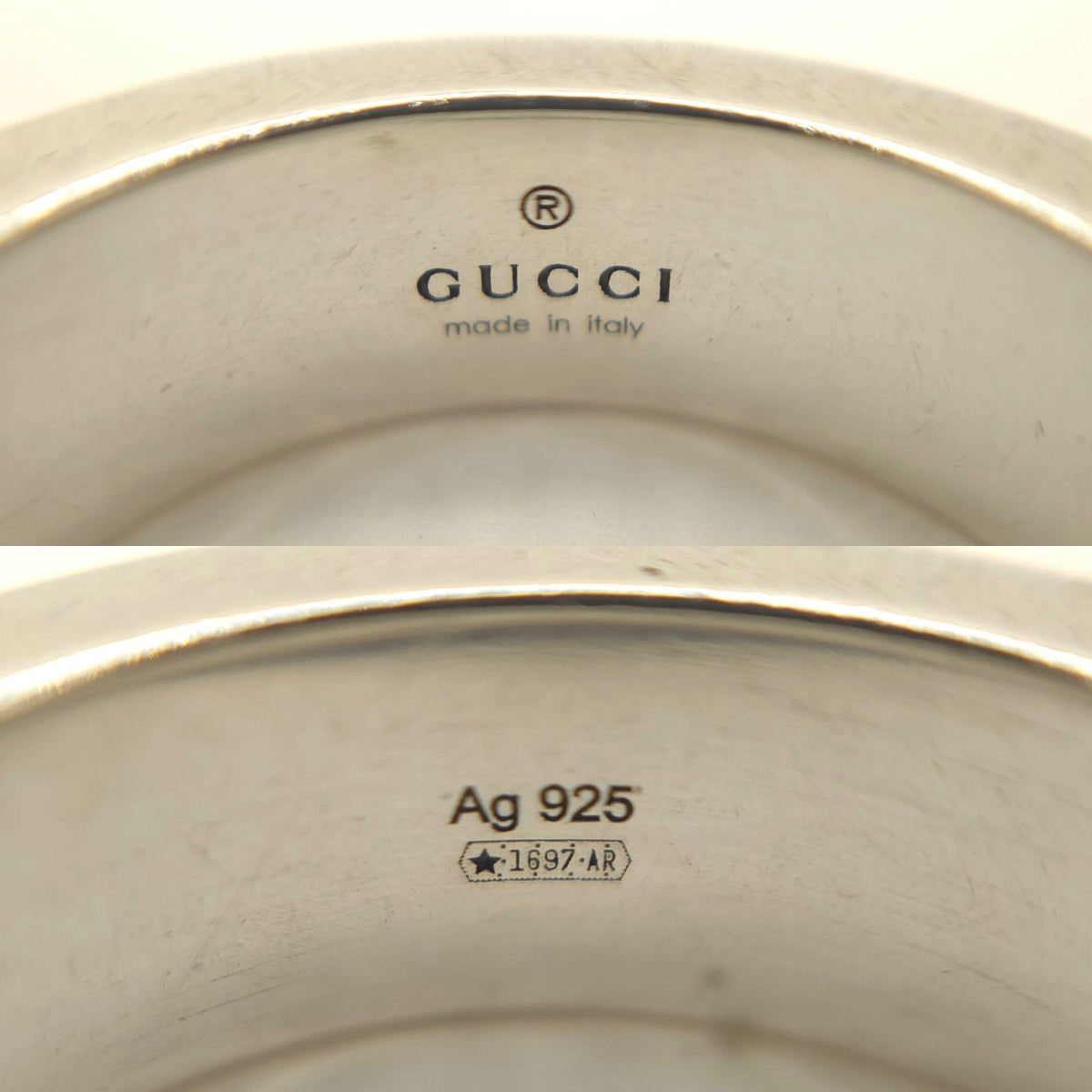 Gucci Interlocking G Enamel Ring Black Color Sterling Silver Aged Finish — view 7