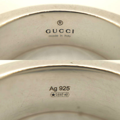Gucci Interlocking G Enamel Ring Black Color Sterling Silver Aged Finish — view 7