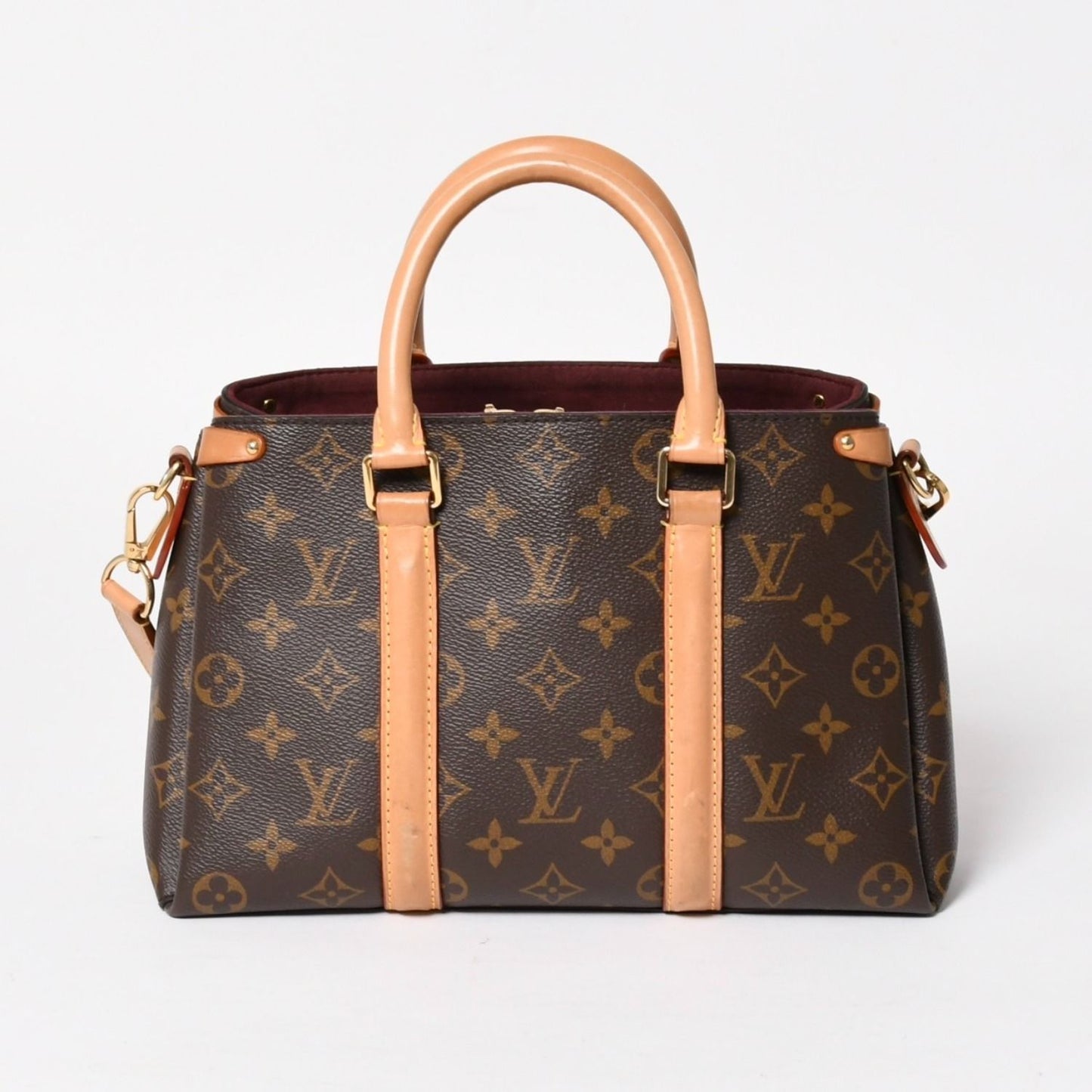 Louis Vuitton Soufflot BB Monogram Handbag Canvas Vachetta Leather Brown — view 2