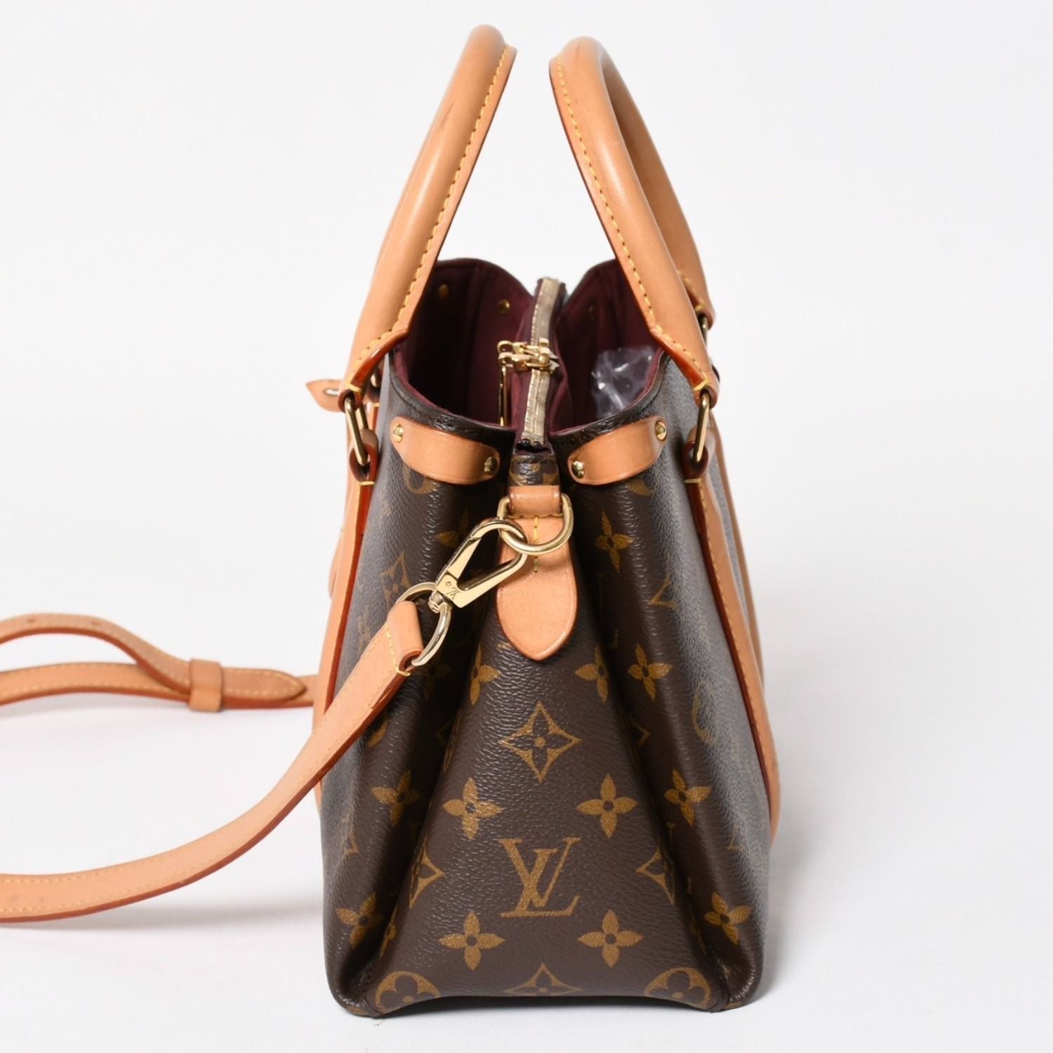 Louis Vuitton Soufflot BB Monogram Handbag Canvas Vachetta Leather Brown — view 4