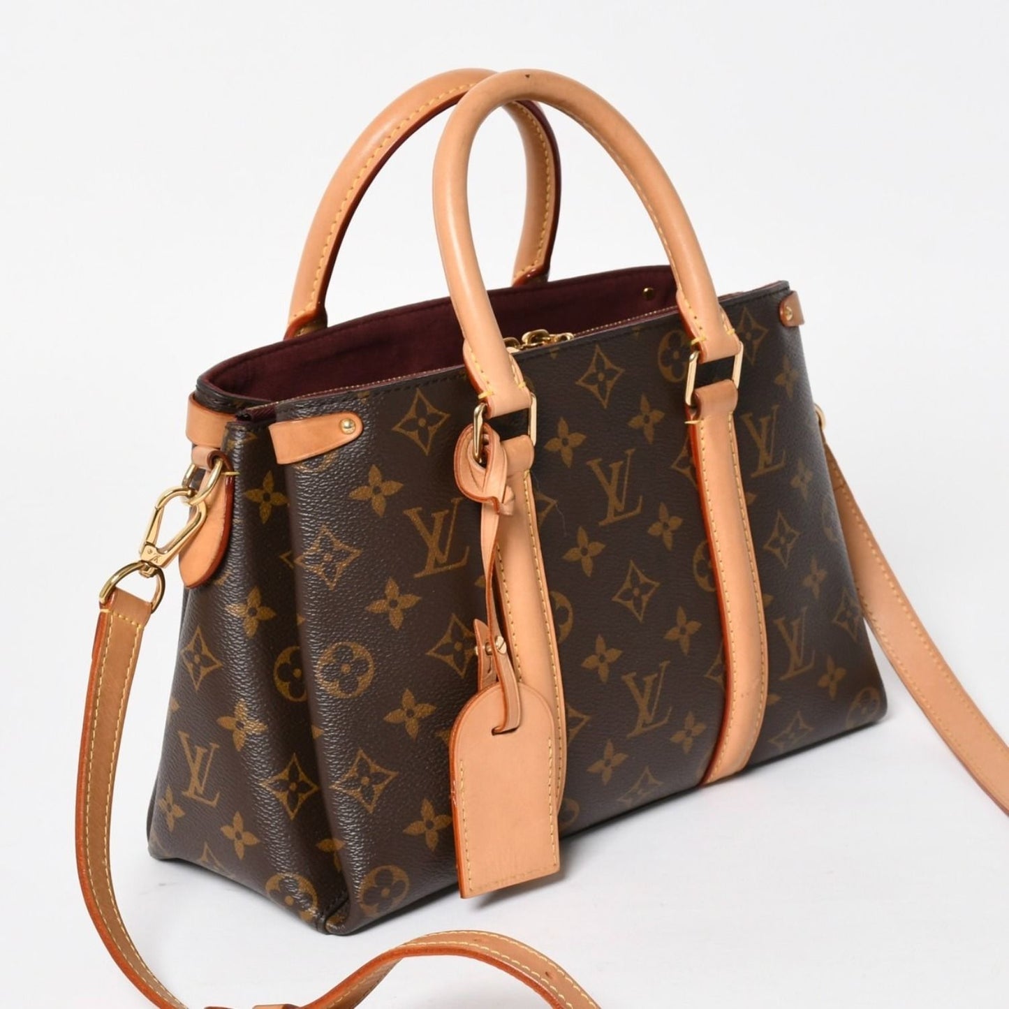 Louis Vuitton Soufflot BB Monogram Handbag Canvas Vachetta Leather Brown — view 3