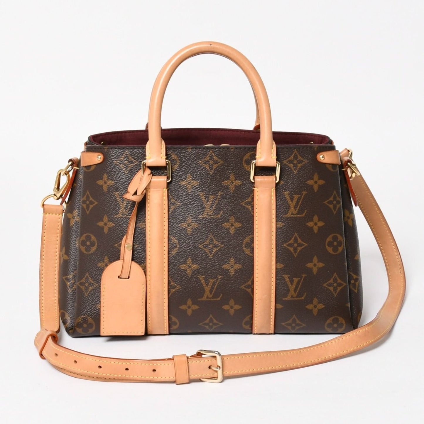 Louis Vuitton Soufflot BB Monogram Handbag Canvas Vachetta Leather Brown