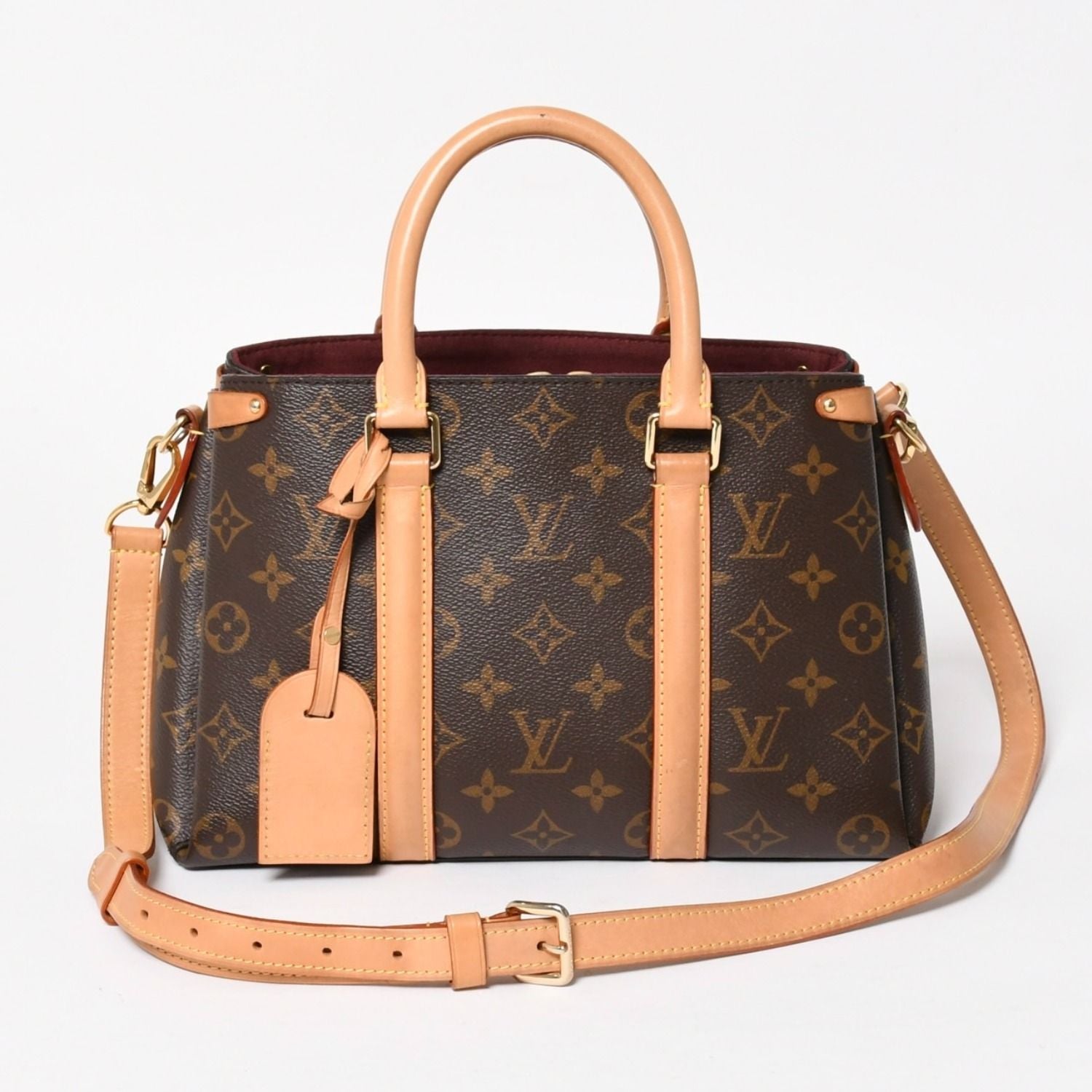 Louis Vuitton Soufflot BB Monogram Handbag Canvas Vachetta Leather Brown