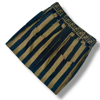 Fendi Zucca Pattern FF Logo with Belt Mini Skir Brown Black 44 Skirt — view 3