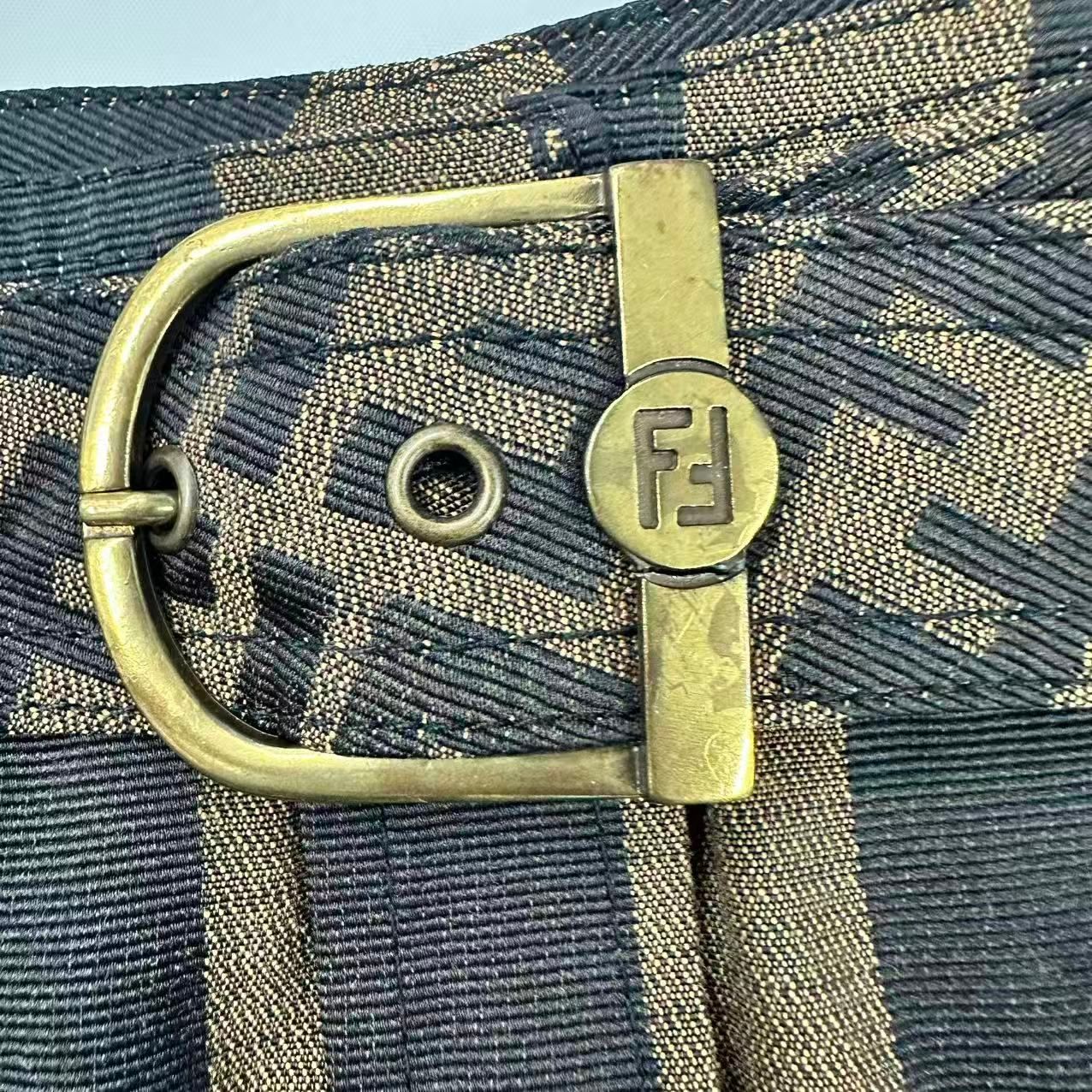 Fendi Zucca Pattern FF Logo with Belt Mini Skir Brown Black 44 Skirt — view 5