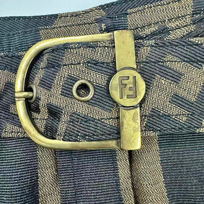 Fendi Zucca Pattern FF Logo with Belt Mini Skir Brown Black 44 Skirt — view 5