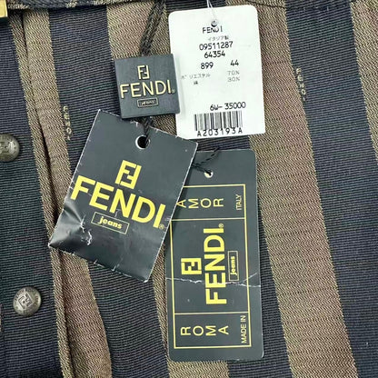 Fendi Zucca Pattern FF Logo with Belt Mini Skir Brown Black 44 Skirt — view 7