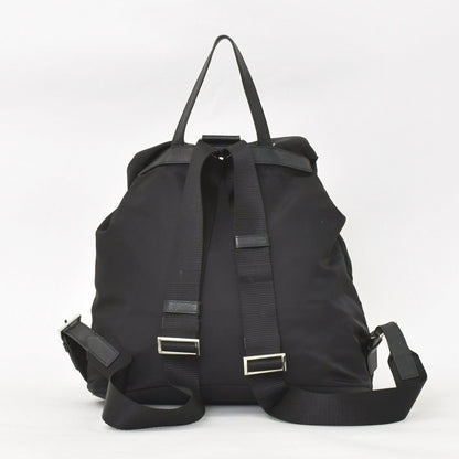 Prada Tessuto Nylon Robot Backpack Saffiano Leather Studs Metal Black — view 3