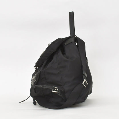 Prada Tessuto Nylon Robot Backpack Saffiano Leather Studs Metal Black — view 2