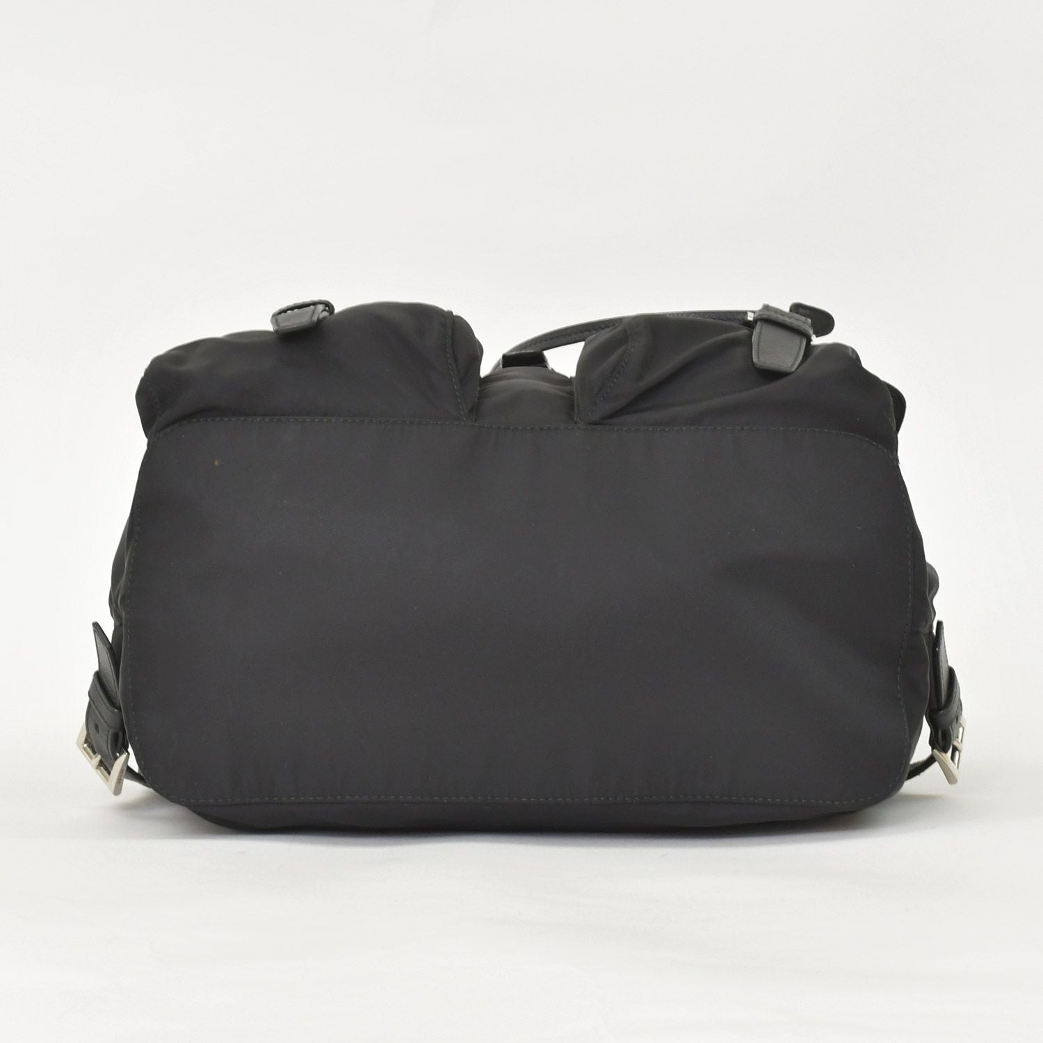 Prada Tessuto Nylon Robot Backpack Saffiano Leather Studs Metal Black — view 8