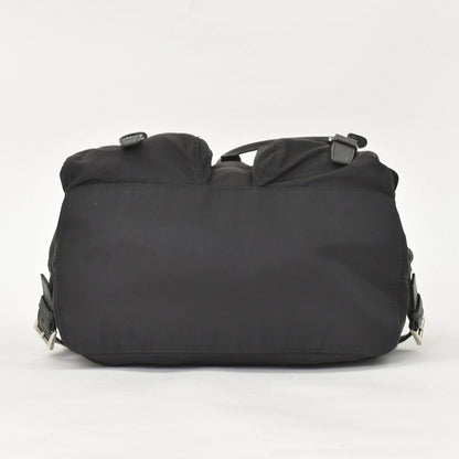 Prada Tessuto Nylon Robot Backpack Saffiano Leather Studs Metal Black — view 8