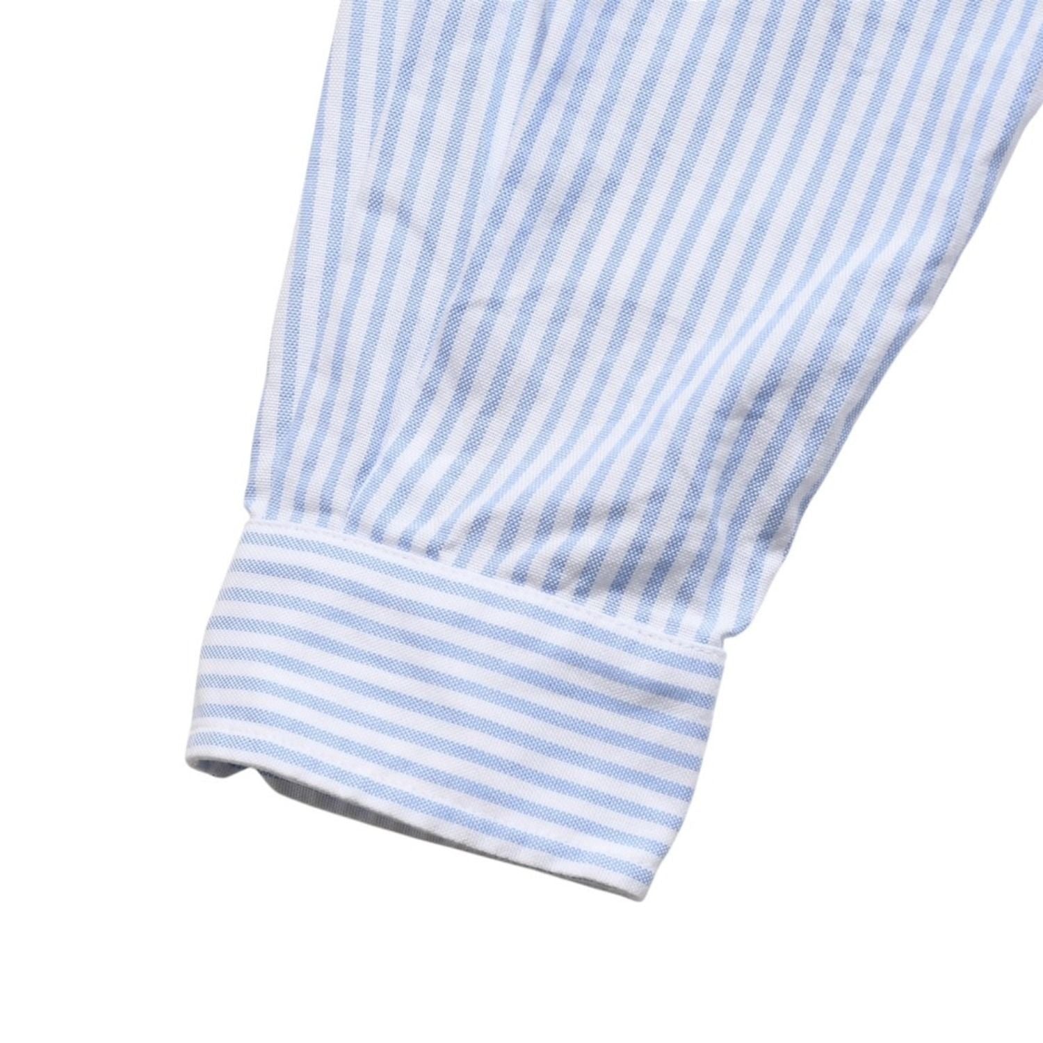 Miu Miu Crystal Cropped Long Sleeve T-Shirt Striped Rhinestone Light Blue XS — view 5